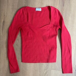 Old Navy Scarlet Ribbed Long Sleeve Top
